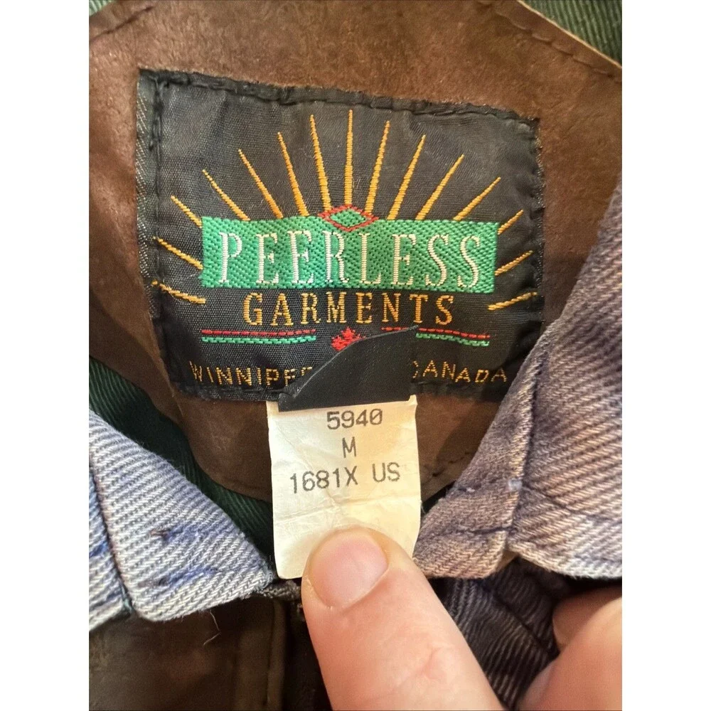 Vtg Peerless Garments Faded Leather Canvas Bomber Jacket Men’s M Colorblock 90s‎